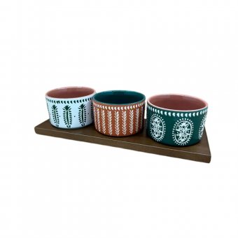 BOL DIN CERAMICA INDIVIDUAL - BOWL X3 ROMANCE-V BRICK+GREEN+WHITE 65CL 