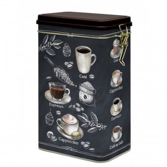 COFFEE TIN BOX 13X8X21 H BARISTA