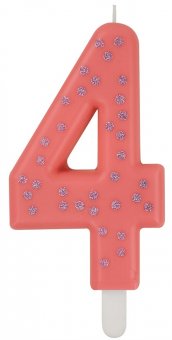 Lumanare pentru tort - Number 4 - Pink