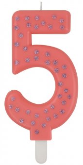Lumanare pentru tort - Number 5 - Pink