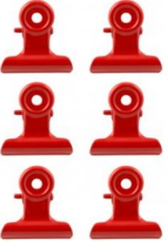 Magnetic Bulldog Clip, Set Of 6, Red, Holds Up To 12 Pages