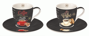 Set 2 cesti de cafea cu farfurioara - ItS Coffee Time