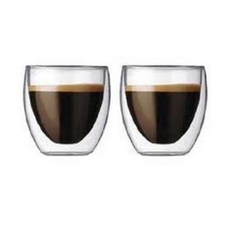 Set 2 pahare cu perete dublu - Bodum Pavina Glass Espresso 80ml