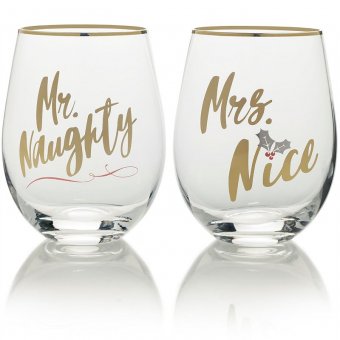 Set 2 pahare pentru vin  - Mr Naughty And Mrs Nice 300 ml