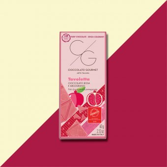 Tableta de ciocolata artizanala roz cu rodie - Ta Milano