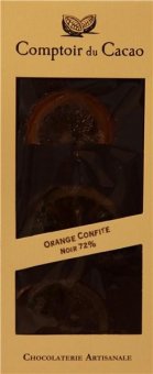 Tableta de ciocolata neagra cu portocale Confiate - Comptoir du Cacao Bar 