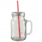 Borcan limonada - Glass Jam Jar With Lid And Straw