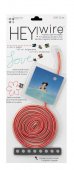 Hey! Wire Photo Rope, Red Textile Cover, Flexibly Bendable, Including 8 Magnets