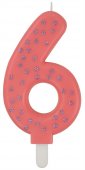 Lumanare pentru tort - Number 6 - Pink