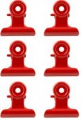 Magnetic Bulldog Clip Small, Red Set Of 6, Holds Up To 9 Pages Of Paper