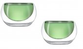 SET 2 BOLURI CU PERETI DUBLI DIN STICLA - SET OF 2 DOUBLE WALL GLASS BOWLS. GREEN COLOUR.