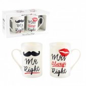 Set 2 cani haioase - Mr Mrs Always Right s Moustache and Lips