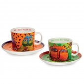 Set 2 cesti pentru cappuccino - L.Burch Verde/Arancio