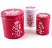 Set 3 cutii Ppentru alimente - Tin Keep Calm and Carry On 