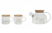 Set ceainic cu doua cesti - Flaur Glass