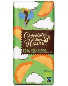 Tableta de ciocolata neagra 72% cu bucati de portocala - Chocolate from Heaven
